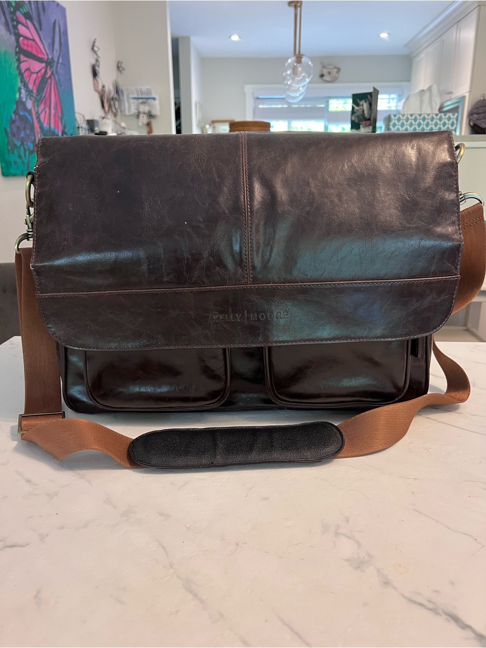 Kelly Moore Dark Brown Leather Messenger Bag